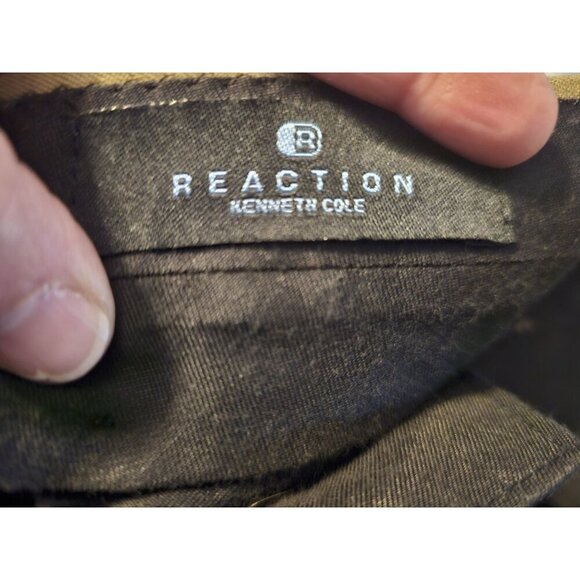 Kenneth Cole Reaction Men's Pants 34/Short Pleated Front Tan Beige 100% Wool - Picture 5 of 13